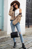 Two-Tone Collared Neck Fuzzy Jacket