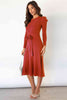 Round Neck Long Sleeve Tie Waist Sweater Dress