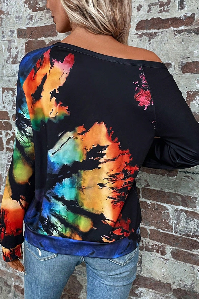 Tie-Dye Boat Neck Sweatshirt