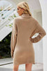 Rib-Knit Turtleneck Drop Shoulder Sweater Dress