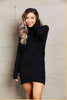 Rib-Knit Turtleneck Drop Shoulder Sweater Dress