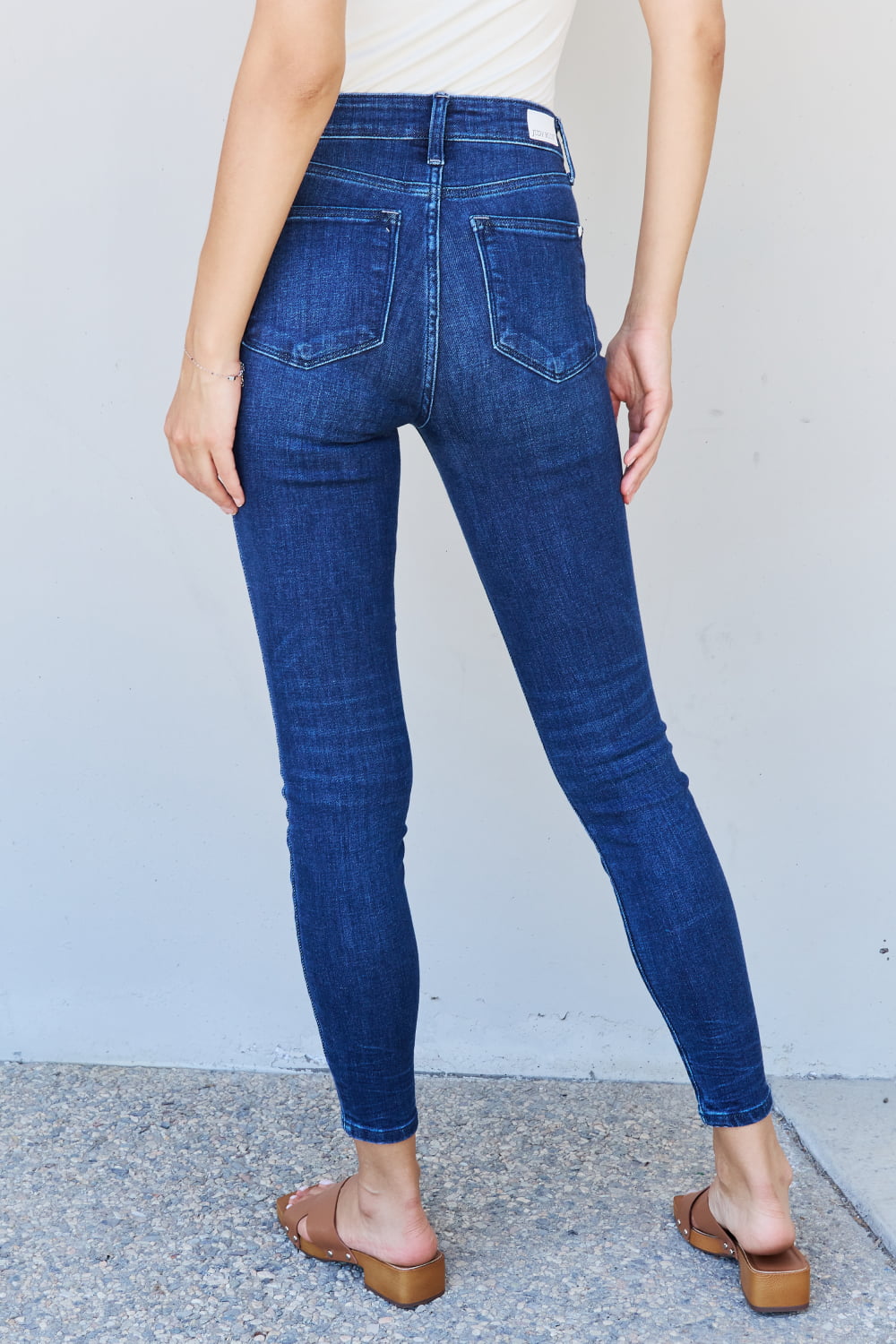 Marie Full Size Mid Rise Crinkle Ankle Detail Skinny Jeans