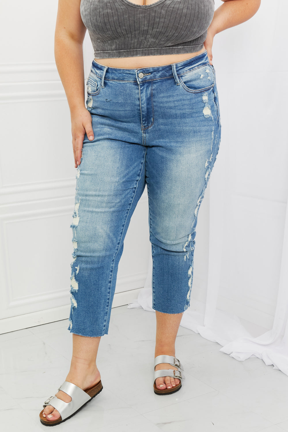 Laila Full Size Straight Leg Distressed Jeans