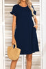 Flounce Sleeve Round Neck Dress with Pockets