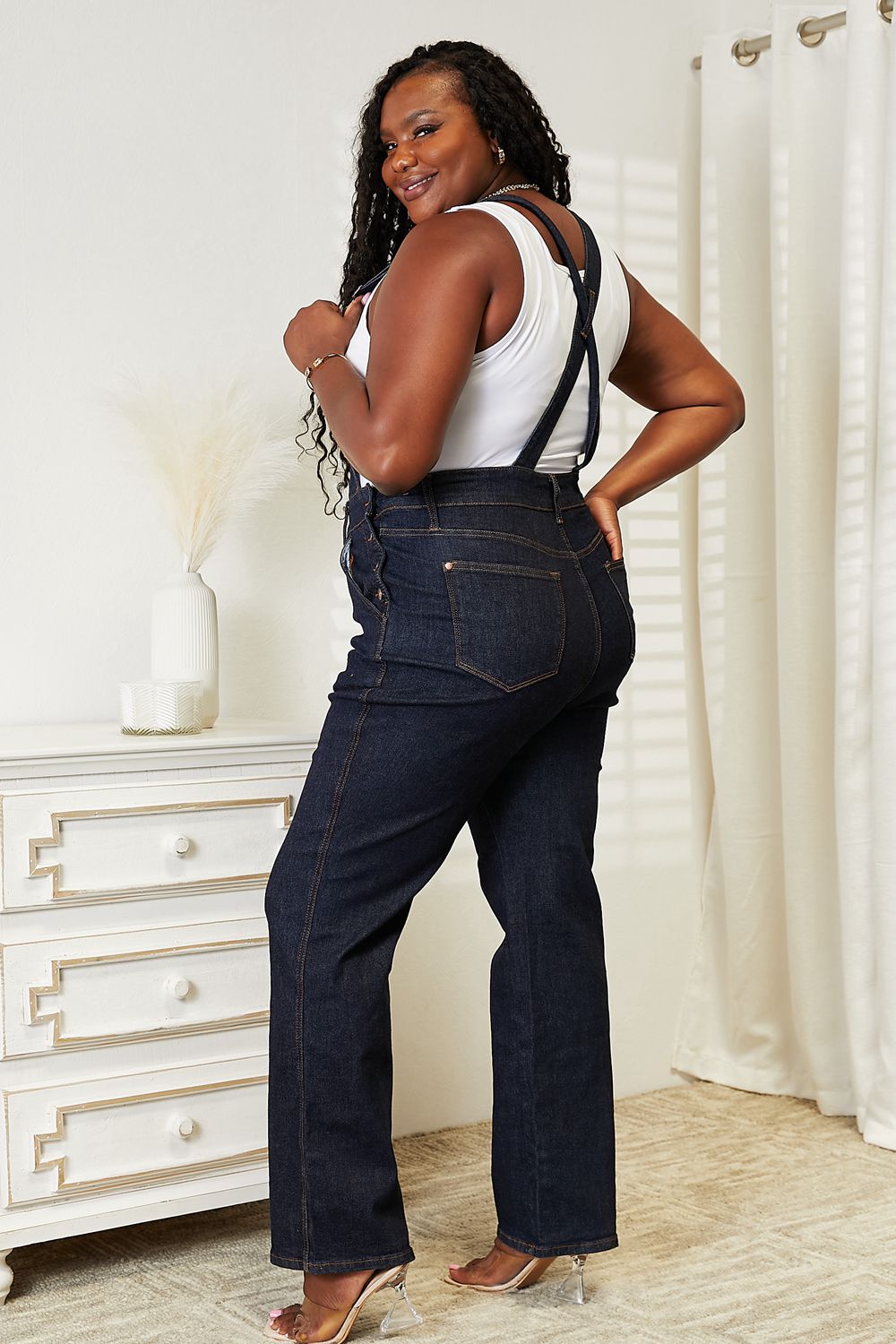 Full Size High Waist Classic Denim Overalls