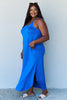 Good Energy Full Size Cami Side Slit Maxi Dress in Royal Blue