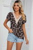 Floral V-Neck Short Sleeve T-Shirt