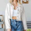 Cropped Collared Neck Dropped Shoulder Denim Jacket