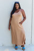 Good Energy Full Size Cami Side Slit Maxi Dress in Camel