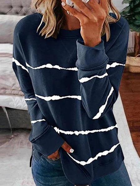 Striped Round Neck Sweatshirt