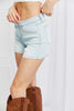 Full Size Contrast Stitching Denim Shorts with Pockets