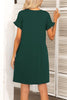 Flounce Sleeve Round Neck Dress with Pockets