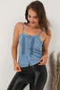 Pleated Detail Buttoned Denim Cami