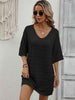 Openwork V-Neck Mini Knit Dress