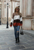 Color Block Round Neck Sweater