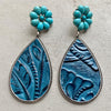 Turquoise Flower Teardrop Earrings