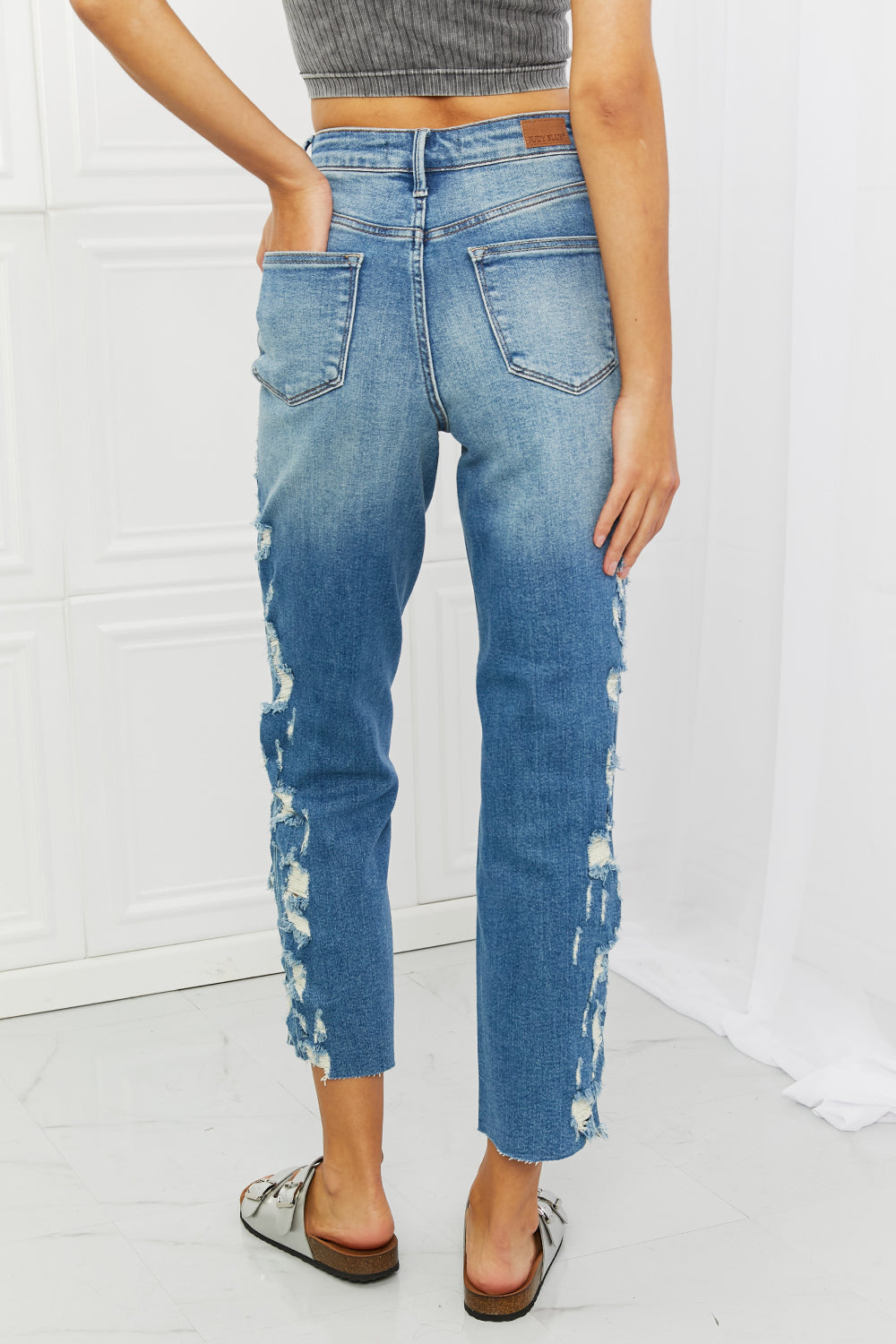 Laila Full Size Straight Leg Distressed Jeans