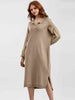 Johnny Collar Long Sleeve Slit Sweater Dress