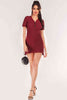 Buttoned Short Sleeve V-Neck Knit Dress