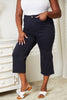 Full Size High Waist Tummy Control Garment Dyed Wide Cropped Jeans