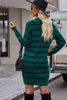 Striped Quarter-Zip Collared Sweater Dress