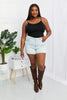 Full Size Contrast Stitching Denim Shorts with Pockets